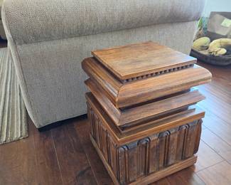 -Solid Wood Carved Accent End Table, Plant Stand or Display Pedestal