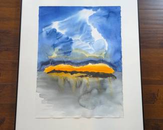 Lee Anne Geiger Original Watercolor "Sunrise in the Rockies" – Framed, 40" x 32" - Wall Art