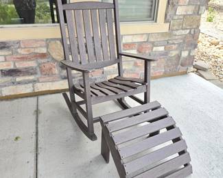 Polywood Outdoor Rocking Chair with Matching Ottoman -Patio