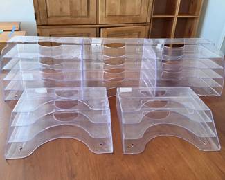 -Rubbermaid & Eldon Stackable Letter Paper Tray Organizer Lot – 5 Clear Desktop Trays