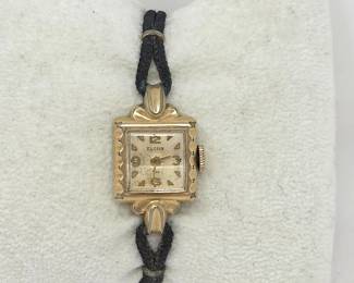-Vintage Elgin 10K RGP Child's Wristwatch on Original Cord Bracelet