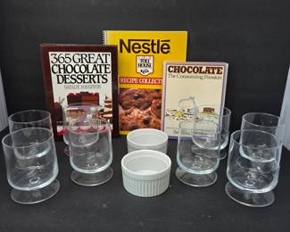 Chocolate Lover's Lot – 3 Chocolate Cookbooks, 8 Mousse Glasses & 2 Ramekins