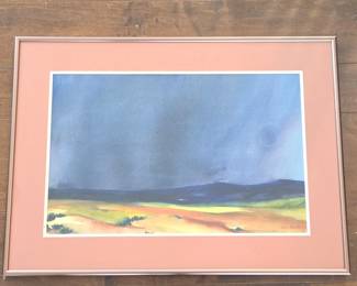 Ann Sank Signed Original Watercolor Landscape Painting, Conservation Framed 22x16 - Wall Art