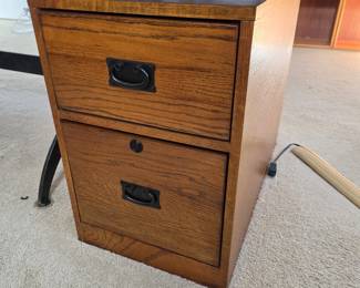 Rolling Wood 2-Drawer File Cabinet with Lock & New Casters – 29" Deep