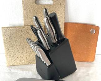  Tools Of The Trade Knife Block Set Stainless Steel Kitchen Cutlery 11 Piece with 3 Cutting Boards