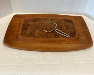 Dansk Wood Cutting Board Cheese Slicer Mid Century Modern Danish Teak End Grain