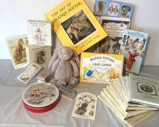 Beatrix Potter Collection Books Tin Plush Pewter Keychain Card Game Vintage