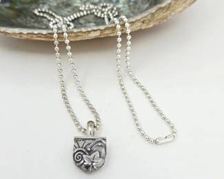 -33" Sterling Silver Bead Chain with Solid Sterling Pendant