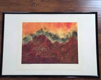 Signed Original Art Print "Echo of a Dream" Artist's Proof Framed 1992 - 41" x 28"