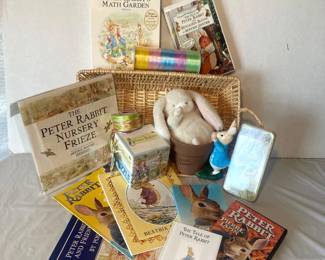  Beatrix Potter Peter Rabbit Collectible Set Books Plush Flower Pot Ribbon Puzzle Nursery Frieze Vintage