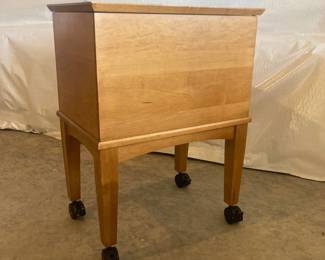 Mid Century Modern Wooden Storage Chest Box on Casters Maple? Finish Vintage