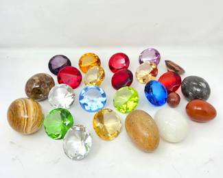 -Decorative Stone Eggs, Faceted Glass Gems & Polished Stone Collection