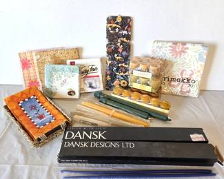 Home Entertaining Lot – Dansk Taper Candles, Cocktail Napkins, Coasters & More