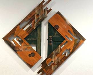 Large Russell Wilbar Mixed Media Wood Wall Sculpture "Parallels In Vision" – 69" x 69"