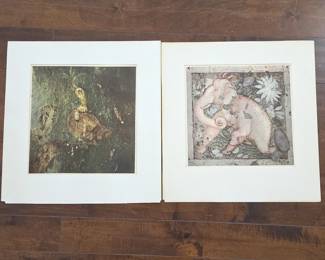 UNESCO World Art Series "India" Ajanta Caves Matted Art Prints – Pair - Wall Art