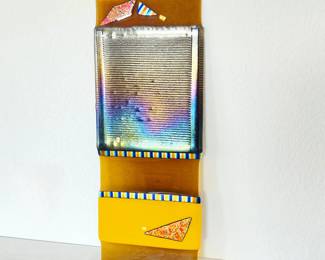 Signed Gallery Pismo Fused Art Glass Wall Panel – Dichroic Glass Sculpture – Denver - Home Decor
