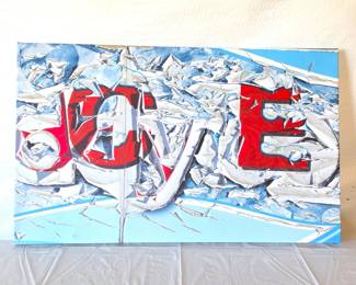 Large Contemporary "LOVE" Gallery Wrapped Canvas by Art of Life Gallery – 38" x 24" - Graffiti Art
