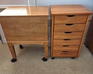 Rolling Wood File Cabinet & 6-Drawer Storage Organizer on Casters - Office Furniture