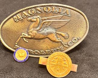Magnolia Petroleum Co 10K Pin Belt Buckle Texas House Of Representatives Tie Clip