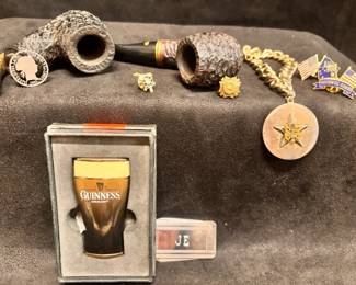 US Armed Forces Charm And Bracelet Guiness Lighter And Pipes