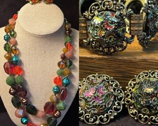 Judy Lee Bracelet And Matching Earrings German Beaded Necklace