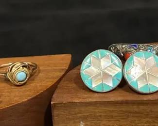 Sterling Turquoise Pendant and Earrings