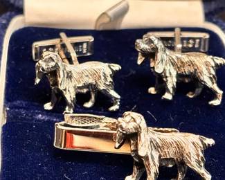 Emmons Cocker Spaniel Tie Clip And Cuff Links