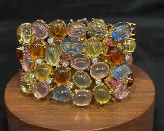 MultiColored Glass Cabochon Bracelet