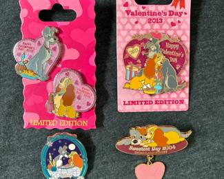 Disney Lady And The Tramp Limited Edition Valentines Day Pins  Holiday Pin
