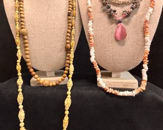 Puka Shell And Carved Necklaces