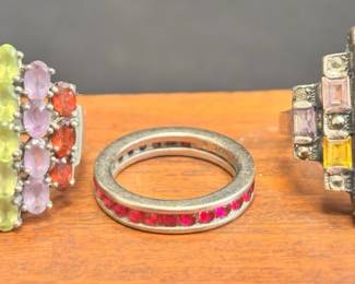 Sterling Rings And Sterling And Ruby Band