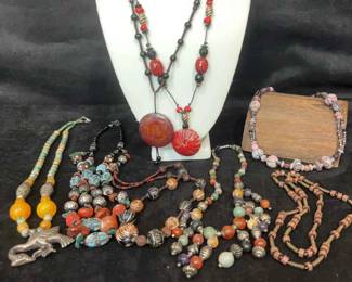 Ceramic And Stone Beaded Necklaces