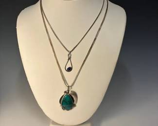 Turquoise And Lapis Lazuli Sterling Necklaces