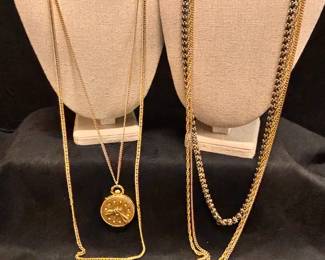 Vintage Goldette Bee Locket And Monet Double Chain