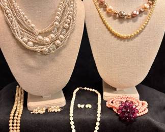 Pearl Necklace With 10K Clasp Pearl Earrings And Other Faux Pearls For Fun