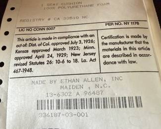 Ethan Allen Lable
