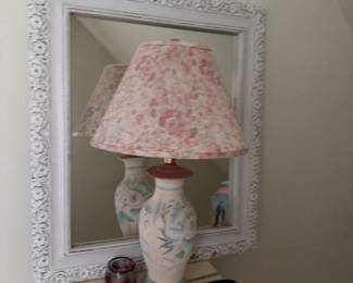 Lamp and white mirror