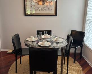 Black/Glass Table, 5 Chairs