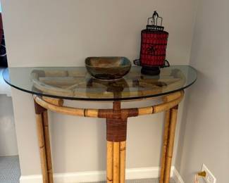 Cane/Glass Crescent Table