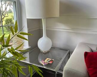Chrome/Glass Table, Glass Lamp