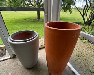 Large Grey/Terra Cotta Pots