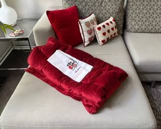 Grey Modern Sofa, Red Decor
