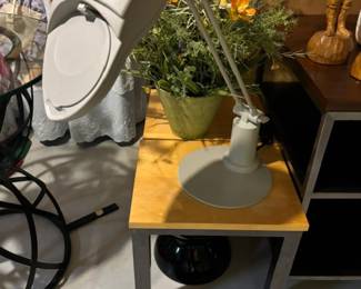 Wood/Metal Table, Magnifier Lamp