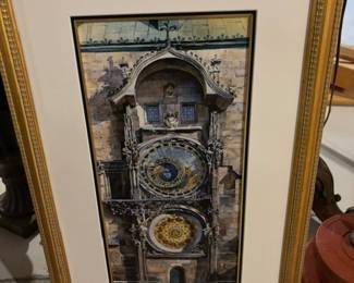 Framed Artwork of Prague Clock