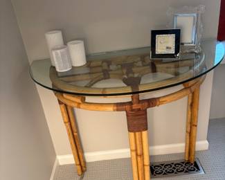 Cane/Glass Crescent Table