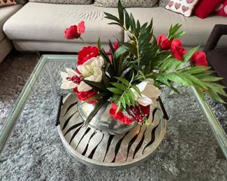 Modern B/G Tray, Red Floral