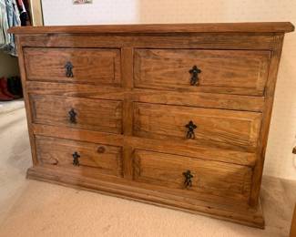 Six-drawer Rustic Pine Chest of Drawers $400 (49 x 18.5 x 32.5)