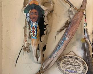 Painted Natural Skull by M. Catlett 1991