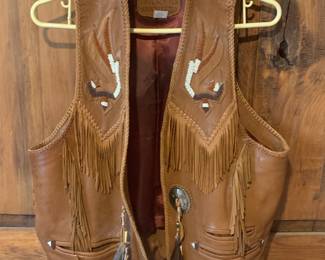 Mealey Pitic Handcrafted Leather Vest with Beadwork