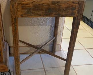 Tall Antique Rustic Side Table w/ X Base $300 (18.75 x 18.75 x 28)